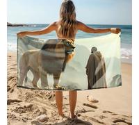 DRPZ Towels For Bathroom A Man Stands Before A Majestic Lion In A Mountainous Landscape Bath Towel Cooling Towels Bath Towels