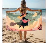 DRPZ Towels For Bathroom A Witch Flying On A Broomstick Under A Starry Night Sky Bath Towel Cooling Towels Bath Towels