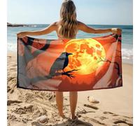 DRPZ Towels For Bathroom Clearance A Raven Perches On A Branch Under A Full Moon Bath Towel Cooling Towels Bath Towel