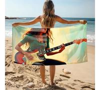 DRPZ Towels For Bathroom Clearance A Woman Playing An Electric Guitar Bath Towel Cooling Towels Bath Towel