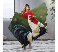 DRPZ Waterproof Blanket A Rooster Stands Proudly Amidst A Field Of Daisies Flannel Blanket White Blanket King Size Throw Blanket For Bed(127x100cm)