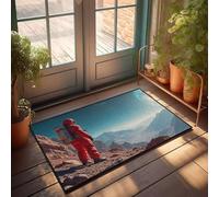 DRPZ Welcome Doormat Outdoor Entrance Hello Astronaut On Mars Admiring The View Of Earth Doormat Outdoor Porch Decor Cool Room Accessories For Teen(65X90CM)