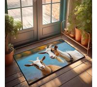 DRPZ Welcome Mat For Front Door Outside Two Goats Standing By A Lake Doormat Fall Door Decor Door Mat Rug(40X60CM)