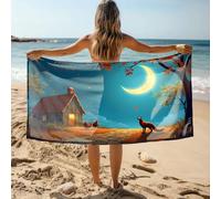 DRPZ White Bath Towels A Fox Watches Chickens Outside A Cozy Cabin Under A Crescent Moon Bath Towel Beach Bags For Women Towel Bands For Beach Chairs