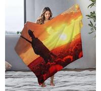DRPZ White Blanket Soldier Standing In Poppy Field At Sunset Flannel Blanket Thick Blanket Throw Blankets For Couch(127x100cm)