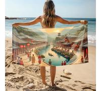 DRPZ White Hand Towels For Bathroom A Bustling Ancient Chinese Town With A River Bath Towel Yoga Mat Towel Hand Towels For Bathroom