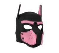 Drqinyi Adults Neoprene Puppy Face Muzzle Dog Removable Full Face Pup Hood Mask, Removable Cosplay Dog Full Face Pup Hood Pup Mask for Halloween (Pink, One size)