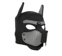 Drqinyi Adults Neoprene Puppy Face Muzzle Dog Removable Full Face Pup Hood Mask, Removable Cosplay Dog Full Face Pup Hood Pup Mask for Halloween (Grey, One size)
