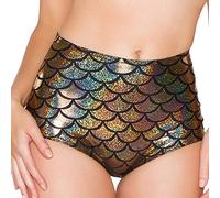 Drqinyi Women's Shiny Mermaid Fish Scale High Waist Shorts (Gold)