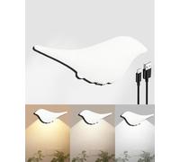 Drqzwp Bird-Shaped Rechargeable Wall Lights with Motion Sensor, 3 Colors Battery Operated Wall Lights Indoor, Stick on Cordless Wall lamp, On and Auto Modes (1 White)