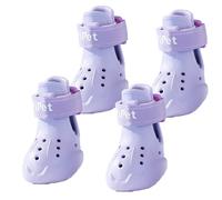 Drqzwp Dog Shoes for Hot Pavement,Non-Slip Waterproof Breathable Easy to Clean Put On and Take Off Dog Boots, Glow-in-the-dark, Paw Protector for Hot Summer Roads Winter Snow (Purple, 4)
