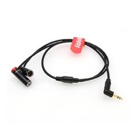 DRRI 3.5mm Right-Angle TRS to Dual Low-Profile TA3M Mini-XLR Y Cable for Canon C70, Blackmagic Pocket Cinema