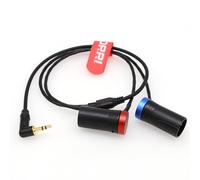 DRRI 3.5mm Stereo Jack to Dual Low-Profile XLR3 Male Audio Cable for Rode Wireless GO II,Sound Devices, Tascam, and Zoom