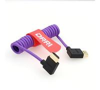 DRRI 8K HDMI to HDMI 2.1 Ultra High-Speed Braided Coiled Cable for Sony A7III a7s3, Atomos Ninja V (Left HDMI-Right HDMI, Purple Braided Coiled)