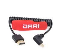 DRRI 8K Ultra High Speed Right Angled Type D Male Micro HDMI to HDMI 2.1 Coiled Cable for Sony A6000 a7S III Pocket cameras