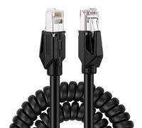 DRRI CAT6A 10Gbps High Speed Ethernet Cable PUR Double Shielded Drag Chain RJ45 Patch Cord High Flexibility Spring Retractable from 1M to 5M for Industrial Automation Security Camera Robot CNC Machine