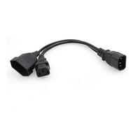 DRRI IEC 320 C14 Male Plug to C13 +European CEE7/16 2Pin Female Y Spllite Power Cable for UPS PDU