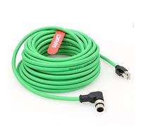 DRRI Right Angle M12 4pin D-Code Male to RJ45 Waterproof Ethernet Shielded Cat5E Cable for Industrial Ethernet Applications
