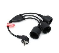 DRRI Schuko CEE 7/7 Male to 3 Way Schuko CEE 7/7 Female 3 in 1 Extension Power Cords for PDU UPS Computers