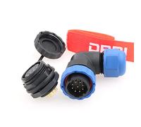 DRRI SD20 20mm Elbow IP67 9 Pin Thread Connection Waterproof Aviation Connector Male Plug Female Socket for Solar Energy System