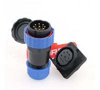 DRRI SD28 7Pin Square Flange Waterproof Circular Aviation Connector IP68 Industrial Threaded Plastic Connector Male Plug Female Socket with screws for Indoor and Outdoor Applications