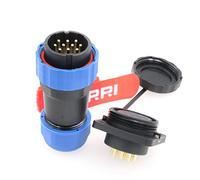 DRRI SD28 9Pin Square Flange Waterproof IP68 Aviation Quick Disconnect Bulkhead Male Plug female Socket with screws for e-bike Wheel Disconnt
