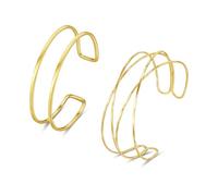 Dr's gift 2PC Gold Arm Cuff Jewelry for Women Upper Arm Cuff Set Adjustable Gold Bangle Bracelets Jewelry Gifts