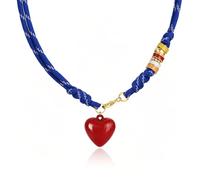 Dr's gift Paracord Necklace with Red Heart Pendant Adjustable Cord Necklace | Red Heart Pendant Necklace Rope Necklace for Women Trendy Choker Necklace with Natural Stone & Charms Summer Jewelry Gifts