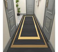 DRSFF Black Gold Hallway Runner Rug,Washable Narrow Carpets With Non Slip Backing Soft Touch Hearth Rugs for Hotel Corridor Hall Extra Long Floor Mat (Size : 60x400cm/2ftx13.1ft)