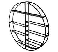 DRSFF Black Round Wine Rack | Wall Mounted Hanging Wine Glass Goblet Holder | Wine Bottle Metal Storage Shelf | Bar Wine Cellar Kitchen Counter Floating Decor Shelves (Size : 70x11x70cm)