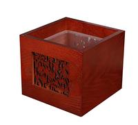DRSFF Brownish Red Wooden Trash Can 4 Liter Mini Wastebaskets Square Small Garbage Bins for Household Room Hotel Office Desktop Uncovered Storage/Dustbin Bucket，15×15×13cm