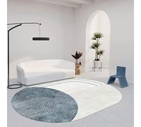 DRSFF Contemporary Blue Oval Carpet Washable Large Area Rug for Living Room Bedroom Kitchen Short Pile Non-slip Rugs Home Floor Decor Mats Coffee Table Blanket (Size : 80x160cm)