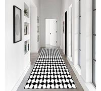 DRSFF Contemporary Very Long Hallway Runner Rug, Black And White Narrow Carpet Runners for Hall Stair Kitchen Entryway Non Slip Floor Mat Soft Durable With Rubber Backed (Size : 80x150cm/2.6ftx4.9ft)