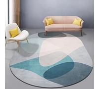 DRSFF Creative Blue Oval Rug Large Area Ellipse Carpet for Living Room Balcony Bedroom Bedside Home Decor Floor Mats Soft Touch Short Pile Coffee Table Blanket Rug (Size : 120x160cm)