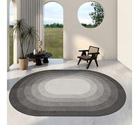 DRSFF Modern Black Grey Oval Area Rugs Gradient Design Large Carpet For Living Room Kitchen Hallway Oval Round Non-slip Decor Floor Mats 80cm 120cm 140cm 160cm 180cm (Size : 120x160cm)