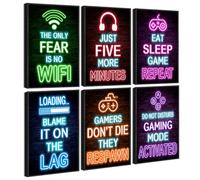 Drsoum Video Gamer Room Decor for Boys Framed Gaming Wall Art Neon Game Wall Posters 11"x14" Teenage Boy Room Decor (Black Framed)
