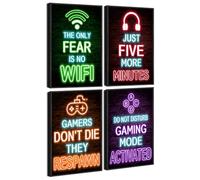 Drsoum Video Gamer Room Decor for Boys Framed Gaming Wall Art Neon Game Wall Posters 11"x14" Teenage Boy Room Decor (Black Framed)