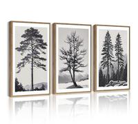Drsoum Vintage Black Gray Tree Wall Art Framed Antique Retro Forest Prints Modern Rustic Artwork Bedroom Farmhouse Ready to Hang 11x14in Natural Framed