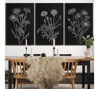 Drsoum Vintage Boho Botanical Flower Wall Art Framed Retro Floral Wall Prints Wildflower Neutral Rustic Bohemain Artwork Kitchen Bedroom Ready to Hang 24x36in Black Framed