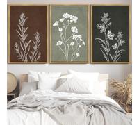 Drsoum Vintage Boho Flower Wall Art Framed Retro Botanical Floral Wall Prints Wildflower Neutral Rustic Bohemain Artwork Kitchen Bedroom Ready to Hang 24x36in Natural Framed