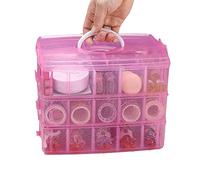 DRSUMLF Craft Storage Box with Compartments with 30 Adjustable Compartments - Craft Storage/Craft Organizers and Storage - Bead Organizer Box/Art Supply Organizer（pink）