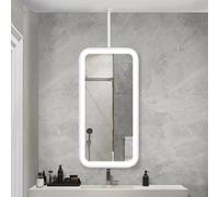 Drsyffsup 40x60cm 50x70cm LED Illuminated Mirror, Rectangle White Ceiling-Mounted Bathroom Vanity Mirror for Wall Decoration for Bedroom Living Room Entryway(50cmx70cm)