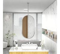 Drsyffsup Brushed Stainless Steel Bathroom Mirror for Over Sink, Home Vanity Makeup Mirror with Hanging Rod, Floating Large Decorative Mirrors for Home or Hotel(50cmx60cm)
