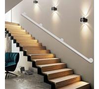 Drsyffsup Handrail for Stairs - Complete Kit. White Metal Wrought Iron Corridor Non-Slip Banister Hand Rail, Long 30~600cm Handrails for Indoor Outside Steps Safety Support 200kg(4ft/120cm)