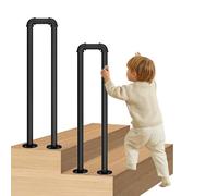 Drsyffsup Handrail for Stairs Matte Black Metal Stairway Handrail Non-slip Industrial Stair Rails Indoor Outdoor Floor Mounted Stair Railing Safety Grab Bar for Elderly Kids(1.6ft/50cm)