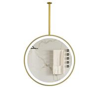 Drsyffsup Large Round Mirror for Ceiling Hanging, LED Wall Mirror Makeup Shower Vanity Mirrors for Bathroom with Ceiling-mounted Rod and Metal Framed, Customizable(Diameter-40CM/15.7INCH)