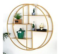 Drsyffsup Metal Floating Shelves, Large Round Wall Mounted Shelf, Industrial Gold Hanging Rack for Wall Decor,Storage Holder | for Living Room,Bedroom,Bathroom,Kitchen (Size : 70x16x70cm)