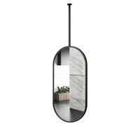 Drsyffsup Metal Pole Ceiling Mounted Suspended Mirror 40×60cm 40×70cm 50×60cm 50×70cm 50×80cm Large Oval Bathroom Mirror for Vanity Make-up Shaving Mirrors - Brushed Stainless Steel(50cmx60cm)
