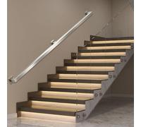 Drsyffsup Metal Staircase Handrails, Home Against The Wall Indoor Loft Elderly Railings Hand Rail Corridor Support Rod, Stainless Steel Stair Baluster, Complete Kit(6.6ft/2m)