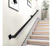 Drsyffsup Modern Staircase Banister Hand Rails -1m/2.8m/3m/3.5m/4m/4.2m - Matte Black, Wall Mount Metal Wrought Iron Handrail for Stairs Indoor Outdoor Steps - Complete Kit(13.1ft/4m)
